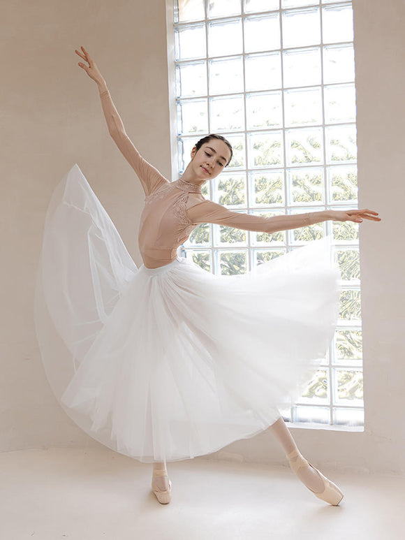 Ballet Dance Long Sleeved Training Clothes Lace Neckline Backless Leotard - Dorabear - The Dancewear Store Online 
