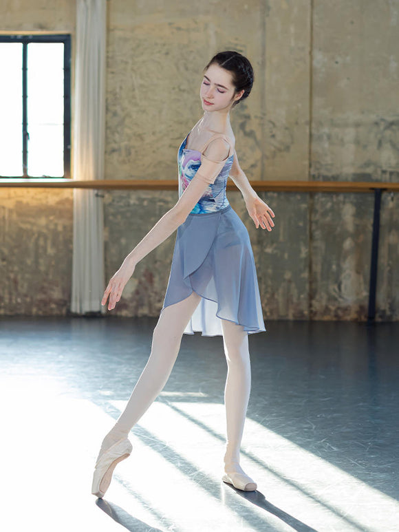 Ballet Dance Mesh Off Shoulder Camisole Leotard Printed Training Clothes - Dorabear - The Dancewear Store Online 