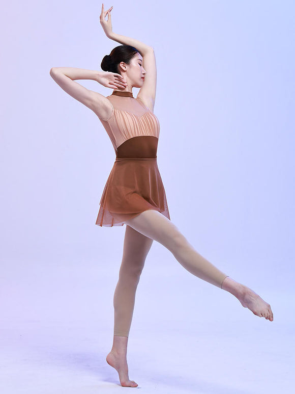 Ballet One Piece Lace Up Mesh Short Skirt Dance Practice Botttoms - Dorabear