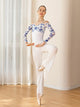 Double Shoulder Printed Mesh Contrasting Leotard Ballet Dance Training Clothes - Dorabear - The Dancewear Store Online 