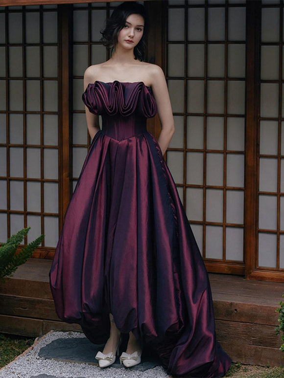 High End Luxury Unique Strapless Prom Dress Evening Dress Satin Gown - Dorabear - The Dancewear Store Online 