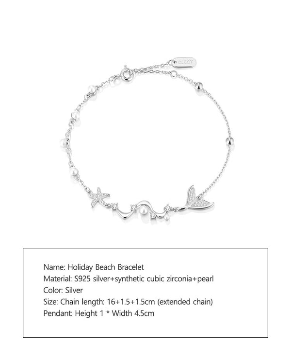 Holiday Beach Silver Bracelet for Girls Light Luxury Unique Exquisite Birthday Gift - Dorabear - The Dancewear Store Online 