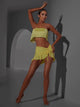 Lace Drawcord Design Latin Dance Skirt Training Clothes - Dorabear