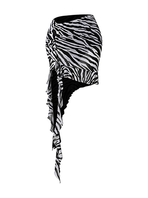 Lace Irregular Design Latin Dance Skirt with Underpants Practice Bottoms - Dorabear