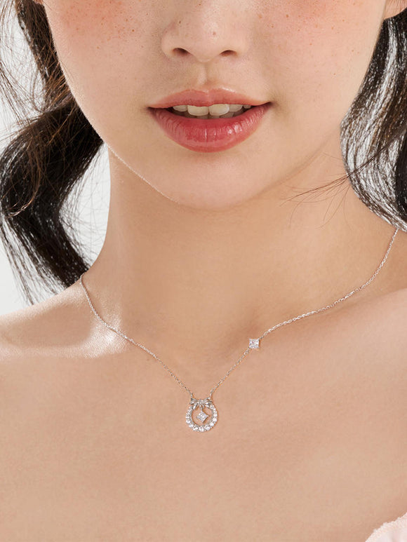 Love Halo Silver Necklace Light Luxury Unique High-end Collarbone Chain - Dorabear - The Dancewear Store Online 