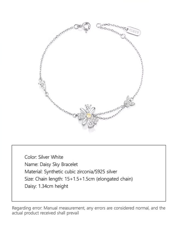 Daisy Sky Pure Silver Bracelet Light Luxury Niche Exquisite Bangle - Dorabear - The Dancewear Store Online 