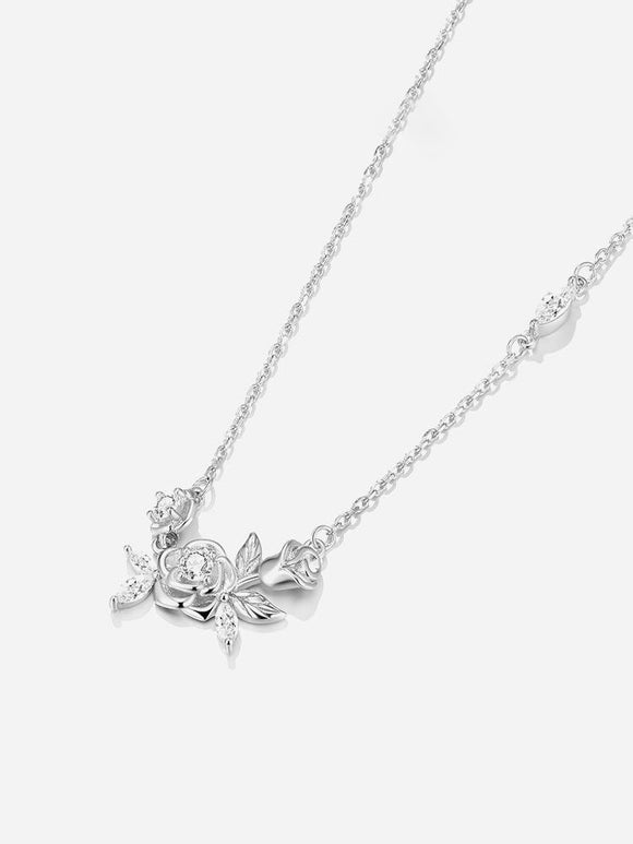 Rain Dew Rose Sterling Silver Necklace Luxury Unique Girl's Birthday Gift - Dorabear - The Dancewear Store Online 