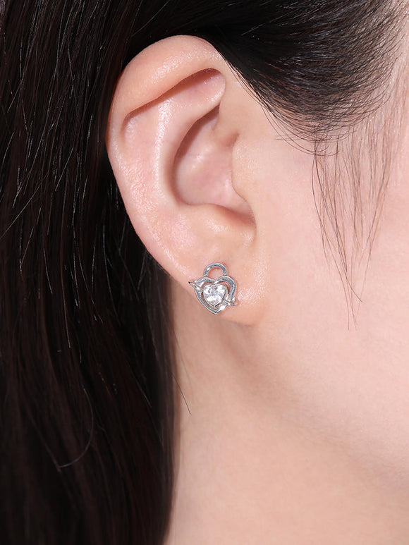 Romantic Heart Lock Silver Ear Nail Unique Design Gisl's Birthday Gift - Dorabear - The Dancewear Store Online 