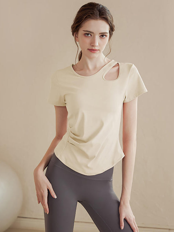 Women's Short Sleeved Slim Sports Top Summer Fitness Top High-end Yoga Suit - Dorabear - The Dancewear Store Online 