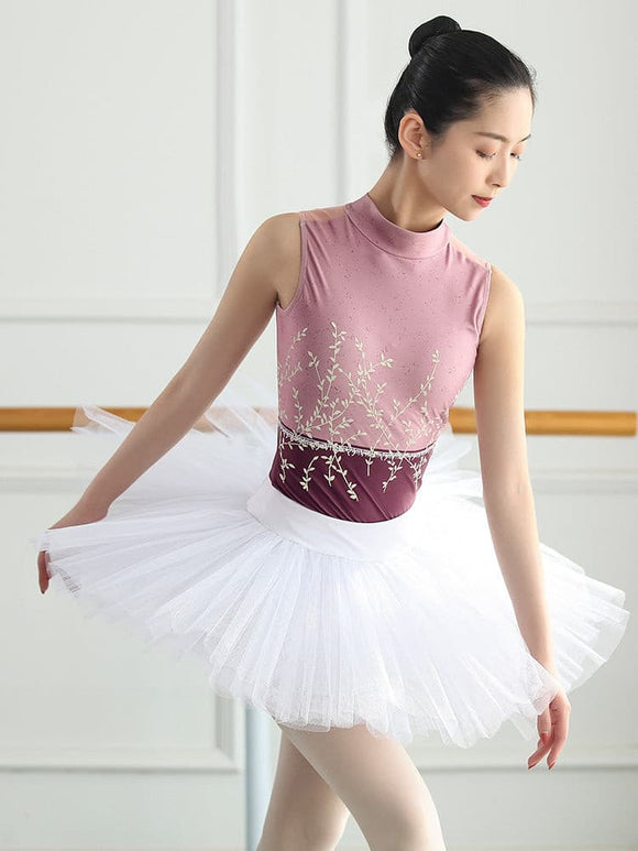 Ballet Practice Clothes Small Stand Collar Willow Embroidered Leotard Dance Clothes - Dorabear