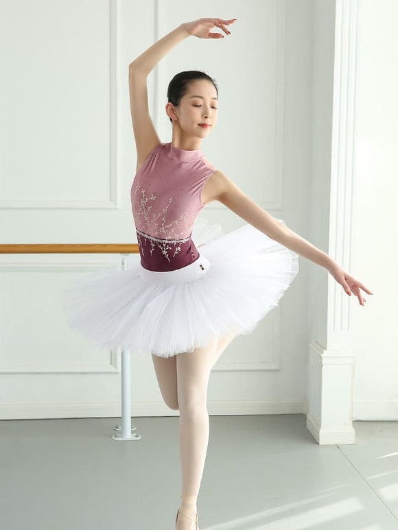 Ballet Practice Clothes Small Stand Collar Willow Embroidered Leotard Dance Clothes - Dorabear
