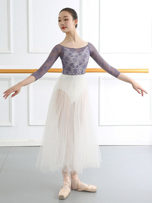 Ballet Practice Gauze Summer Top with Short Neckline and Net Gauze - Dorabear