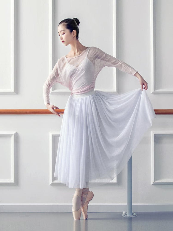 Dance Clothes Gauze Ballet Practice Clothes Mesh Sweater Tops - Dorabear