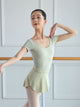 Dance Loetard One-piece Ballet Practice Clothes Round Neck Short Sleeve Gym Jumpsuit - Dorabear