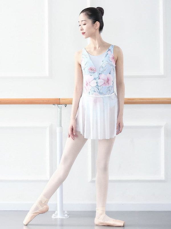 Ballet Practice Clothes Basic Training Bodysuit Watercolor Printed Sling Leotard - Dorabear