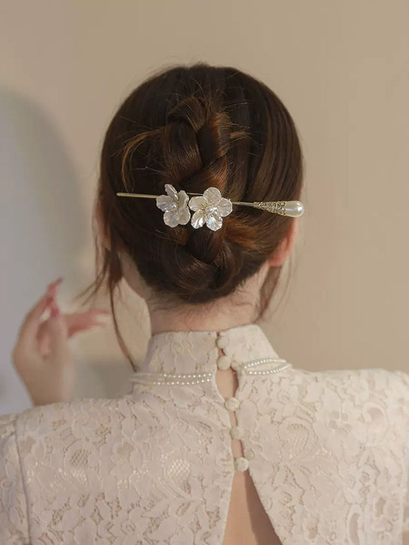 Alloy Shell Flower Magnolia Hairpin Coiled Headdress Simple Hair Accessories - Dorabear