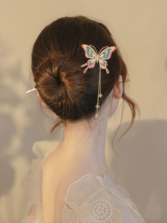 Ancient Style Butterfly Step Shaking Hairpin Bunl Head Coiled Hair Alloy Hair Accessories - Dorabear