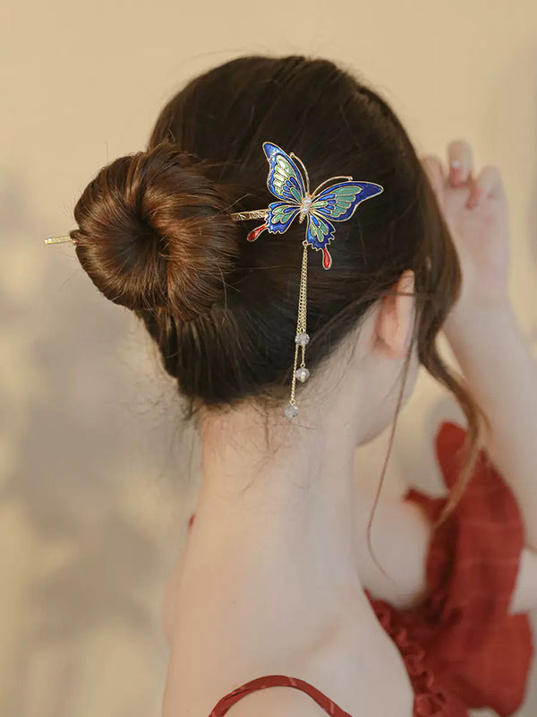 Ancient Style Butterfly Step Shaking Hairpin Bunl Head Coiled Hair Alloy Hair Accessories - Dorabear