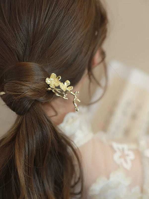 Antique Plum Blossom Metal Hairpin Oriental Element Cheongsam Hair Accessories - Dorabear