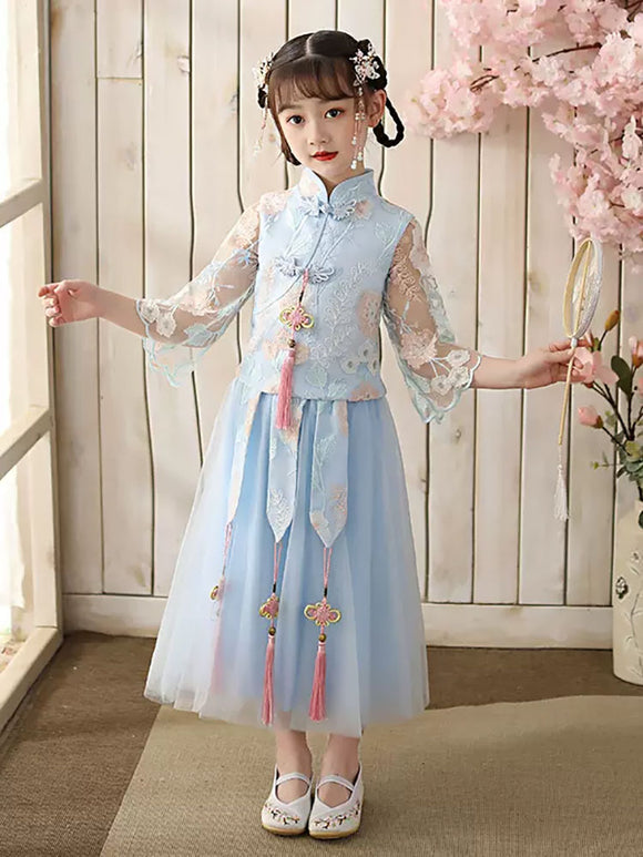 Autumn/Winter Girl's National Style Ancient Costume Oriental Cheongsam Tang Suit - Dorabear