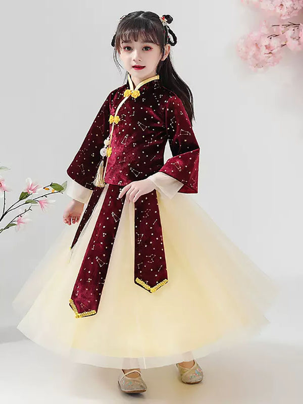 Autumn/Winter Girls' National Style Cheongsam Gown Oriental Elements Tang suit - Dorabear