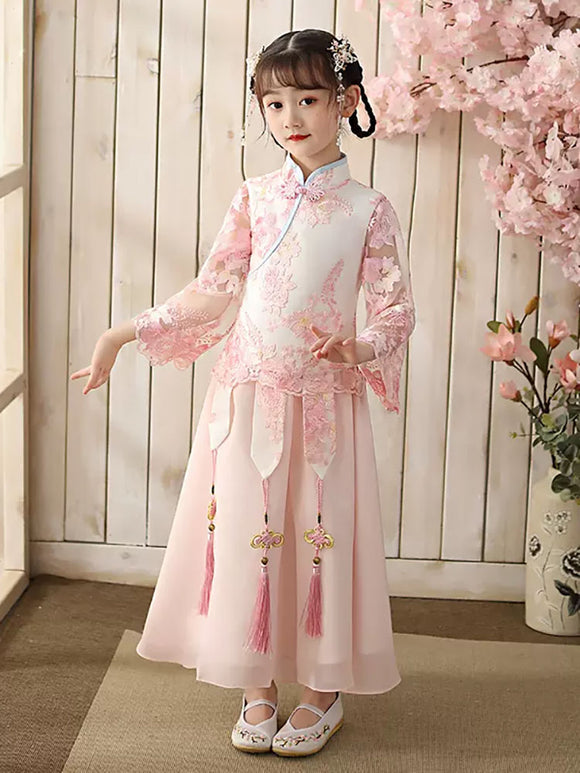 Autumn/Winter Girls'Oriental Style Long Sleeve Chest Length Dress Ancient Costume - Dorabear