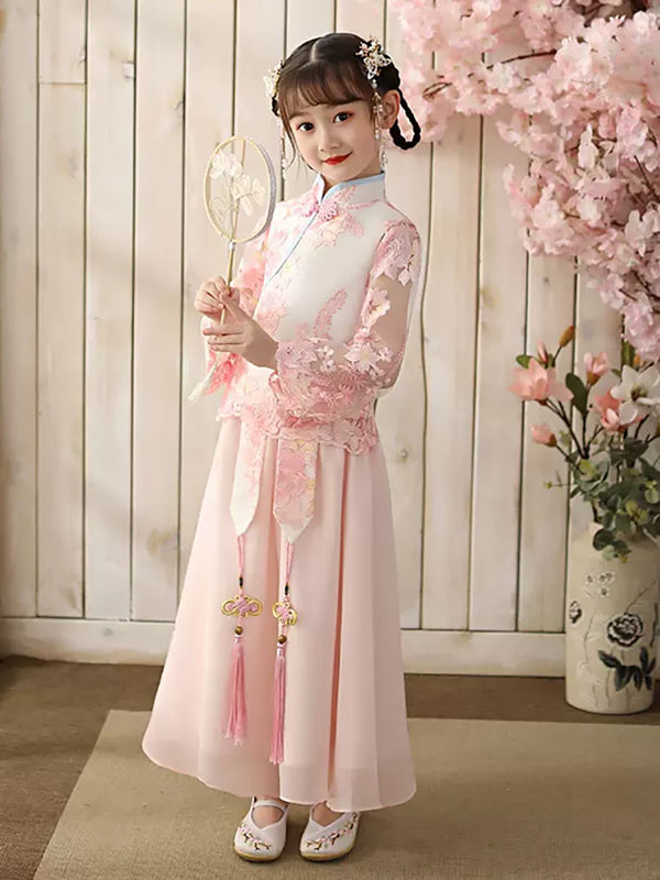 Autumn/Winter Girls'Oriental Style Long Sleeve Chest Length Dress Ancient Costume - Dorabear