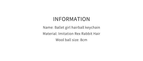 Ballerina Girl Imitation Rex Rabbit Plush Ball Keychain Pendant Gift - Dorabear