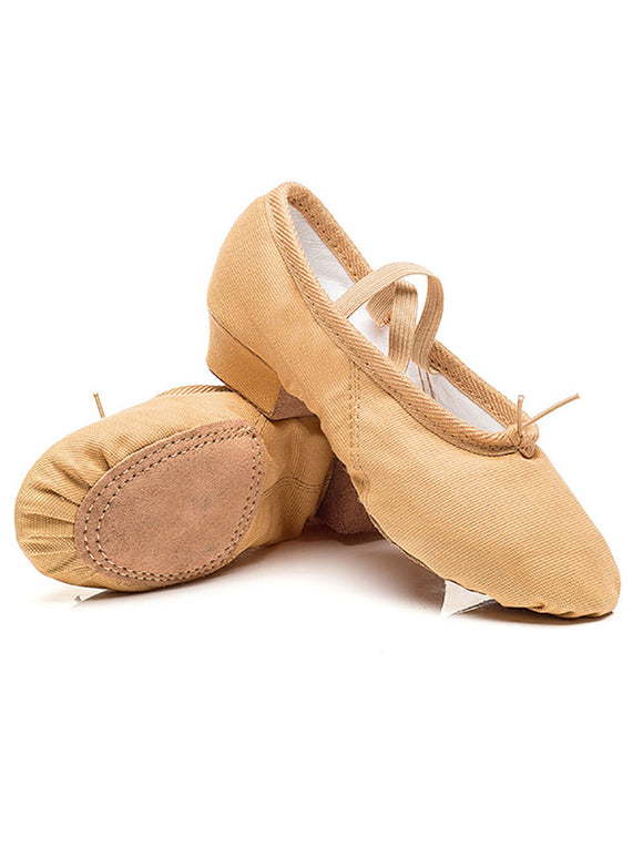Ballet Canvas Middle Heel Dance Shoes Soft Sole Practice Shoes - Dorabear