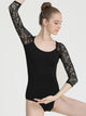 Ballet Dance Round Neck Lace Mid-sleeve Exercise Leotard - Dorabear