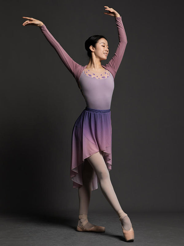 Ballet Gradient Mesh Skirt Short Front Long Back One-piece Skirt - Dorabear