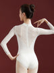 Ballet Practice Clothing Stand Collar Lace Panel Long Sleeve Leotard - Dorabear