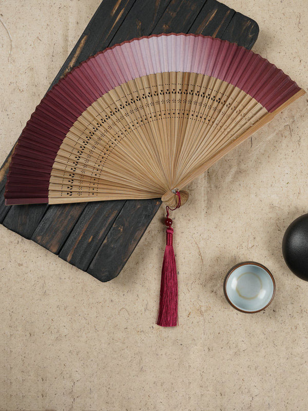 Bone Bamboo Fan Hollow Silk Ancient Style Folding Fan Gift Dance Props - Dorabear