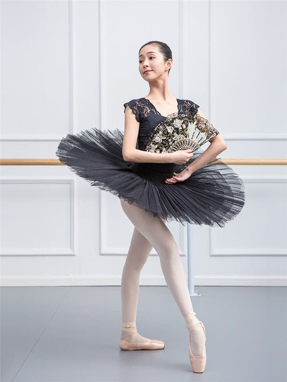 Chicken Wing Sleeve Lace Stitching One-piece Leotard Ballet Practice Clothes - Dorabear