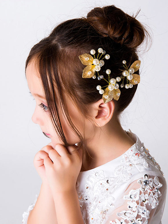 Headwear Imitation Pearl Gold Leaf Hairpin Dance Performance Accessories - Dorabear