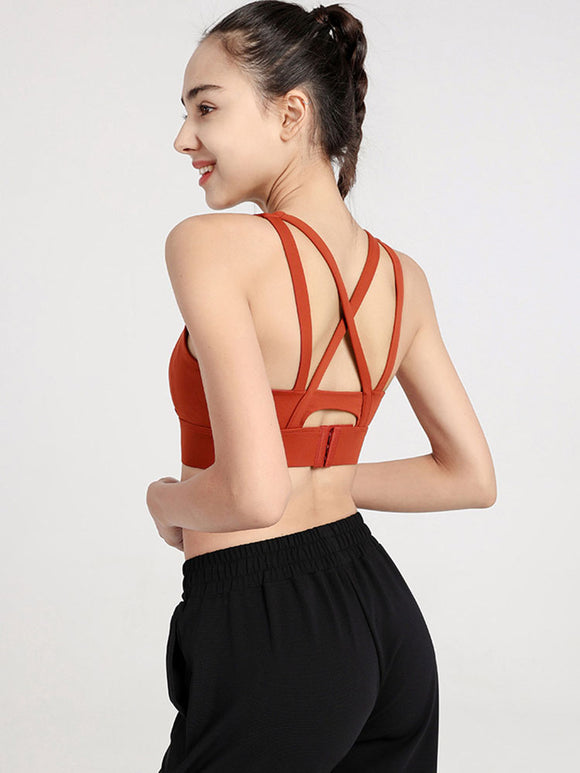 Dance Bra Shockproof Gathering Fitness Underwear All-in-One Yoga Vest - Dorabear