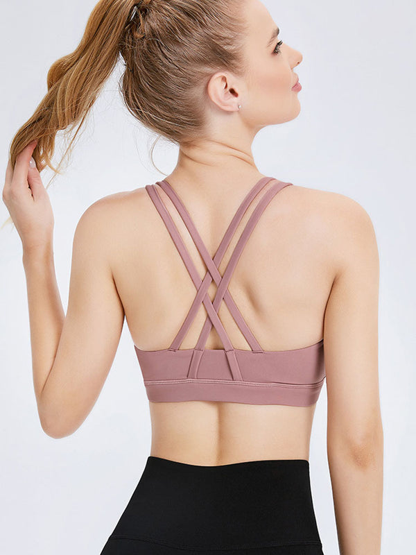 Dance Bra Yoga Vest Outer Wear Thin Straps Shockproof Sports Bra - Dorabear