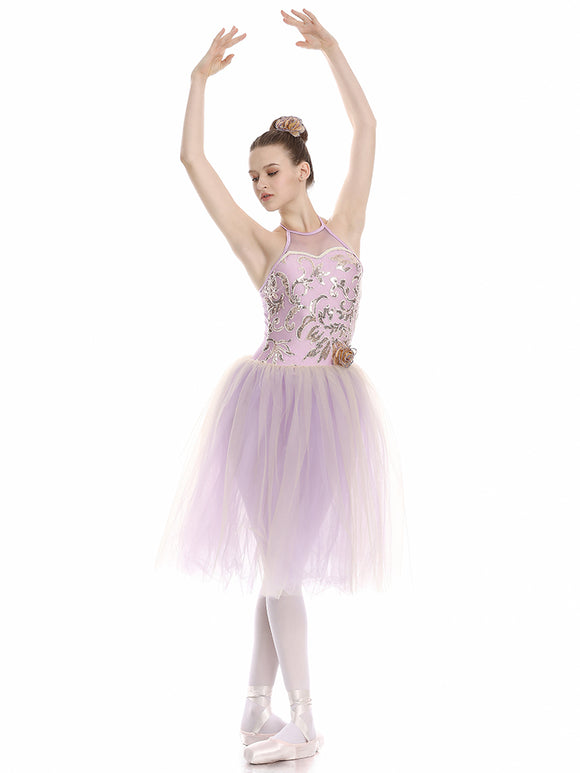 Mesh Halter Sleeveless Ballet Dress Professional Dance Performance Clothing - Dorabear