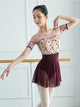 Ballet Practice Clothes Embroidered Mesh Open Back Short Sleeved Dance Leotard - Dorabear