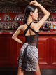 Sleeveless Lace-up Leopard Print Dress Latin Dance Practice Clothes - Dorabear