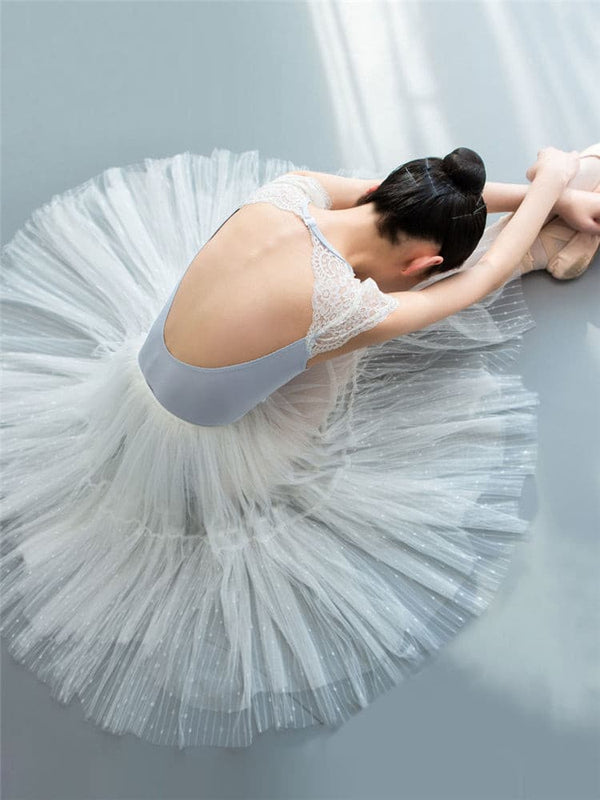 Summer Ballet Dance Leotard Lace Short Sleeved Practice Clothes - Dorabear
