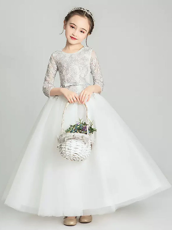 Flower Girl Princess Dress Autumn/Winter Piano Performance Costume Girls' Puffy Evening Gown - Dorabear