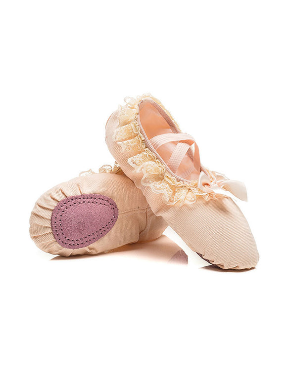Frenulum-free Lace Bow Soft-soled Ballet Dance Shoes - Dorabear