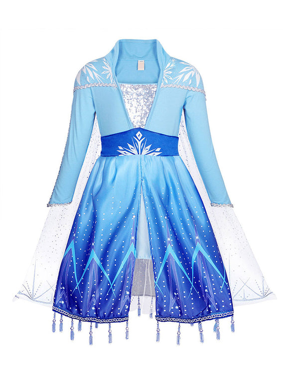 Character Costume Elsa Princess Long Sleeve Dress - Dorabear