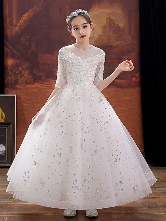 Girls Banquet Dress Piano Performance Costume Flower Kid's Princess Dress Wedding Gown - Dorabear