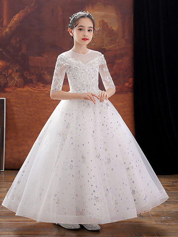 Girls Banquet Dress Piano Performance Costume Flower Kid's Princess Dress Wedding Gown - Dorabear