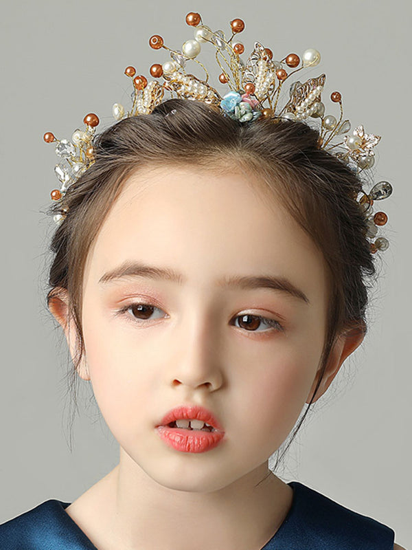 Crown Tiara Headband Imitation Pearl Hair Accessories Color Performance Accessories - Dorabear