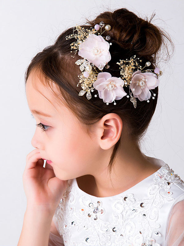 Hair Accessories Flower Hairpins Pink hairband Dress Jewelry Dance Headwear - Dorabear