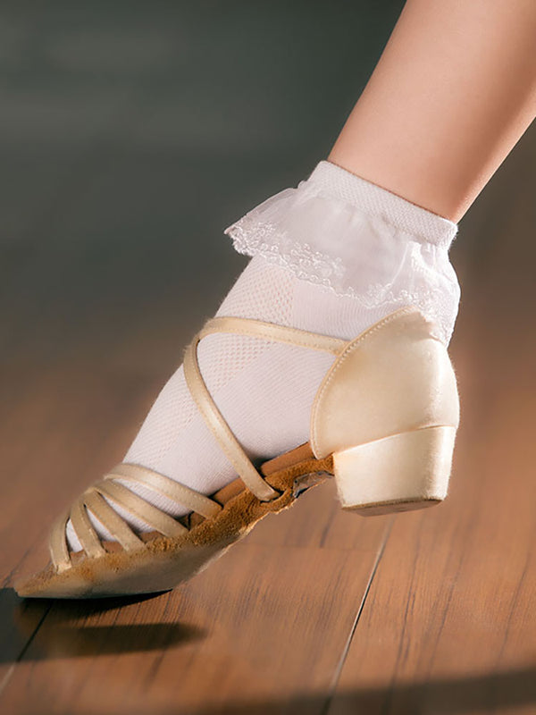 Latin Dance Accessories Dance Practice Socks White Lace Boat Socks - Dorabear