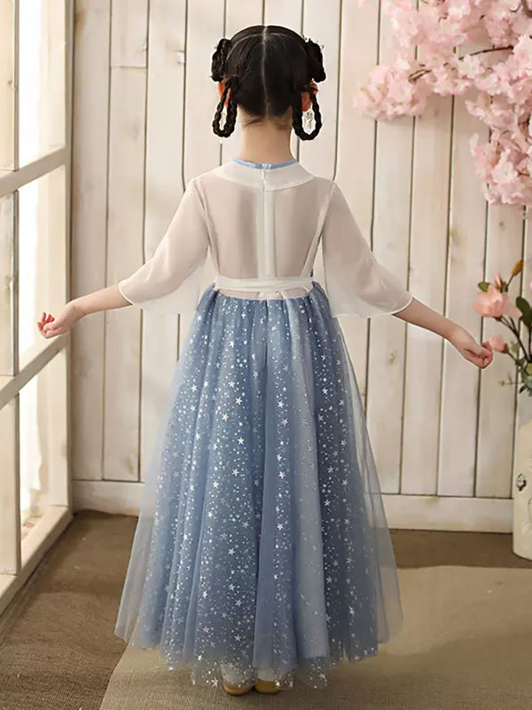 Girls' Ancient Costume Autumn/Winter National Style Tang Dress Princess Starry Sky Dress - Dorabear
